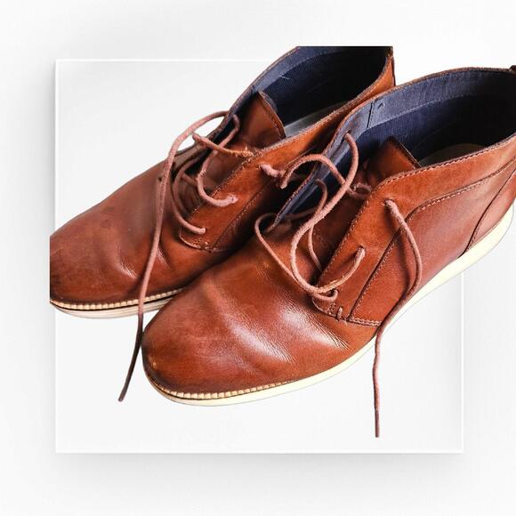 Cole Haan Leather Ankle Chukka Boots Mens Size 8D Woodbury/Ivory Lace Up C28213 - Picture 2 of 9